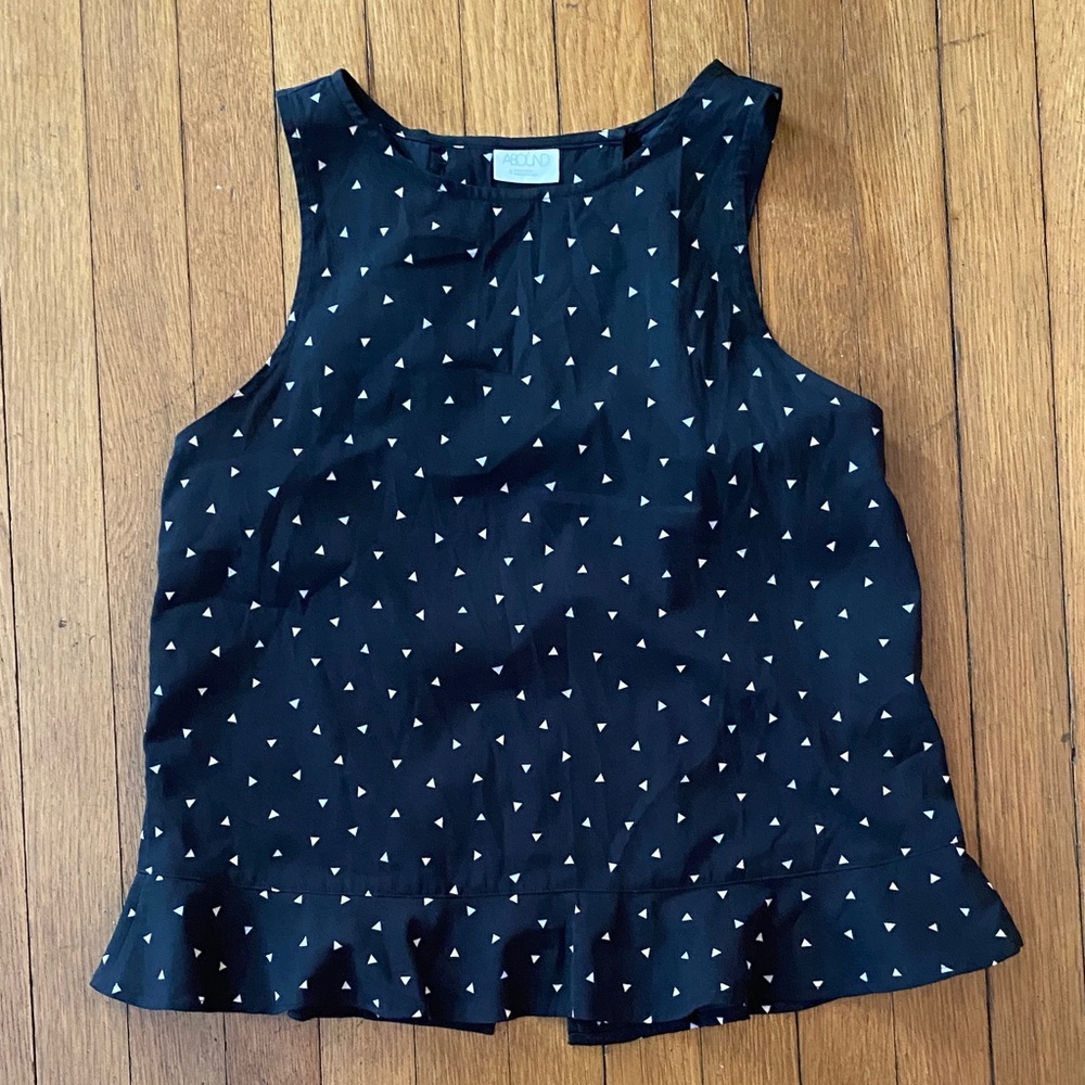 Abound Black Sleeveless Blouse with Triangle Design
